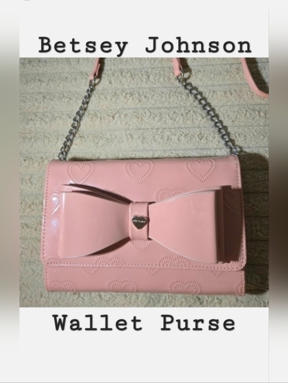 Betsey Johnson Luv Betsey Pink 3D Bow Wallet on Chain